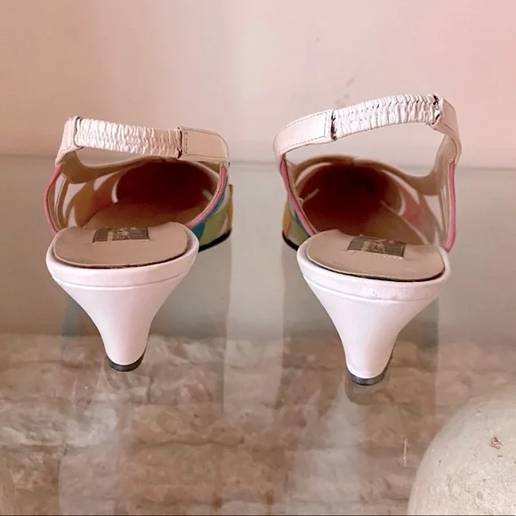 Vintage Italian Pieced Suede Slingback Heels - Picture 7 of 8